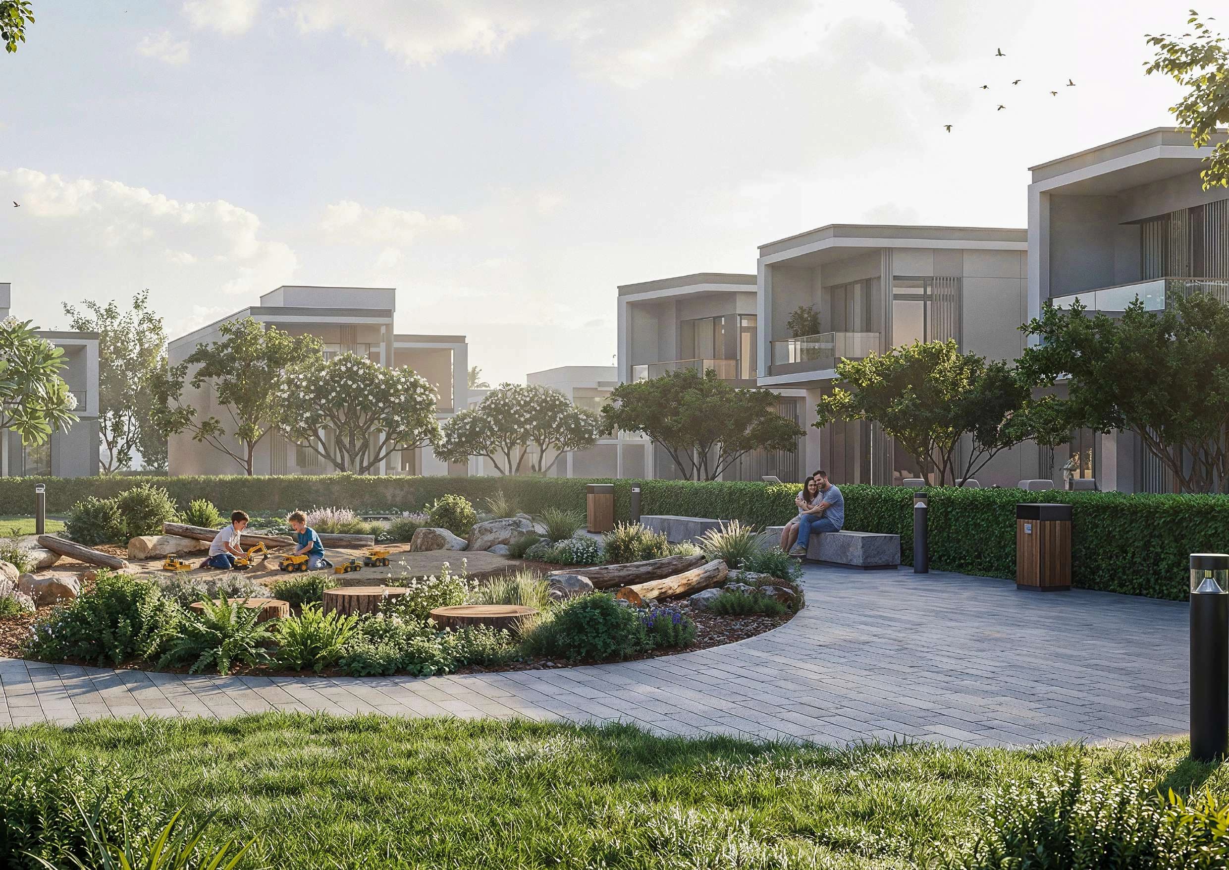 The Woods Serenity — community playground with sandpit and contemporary villas