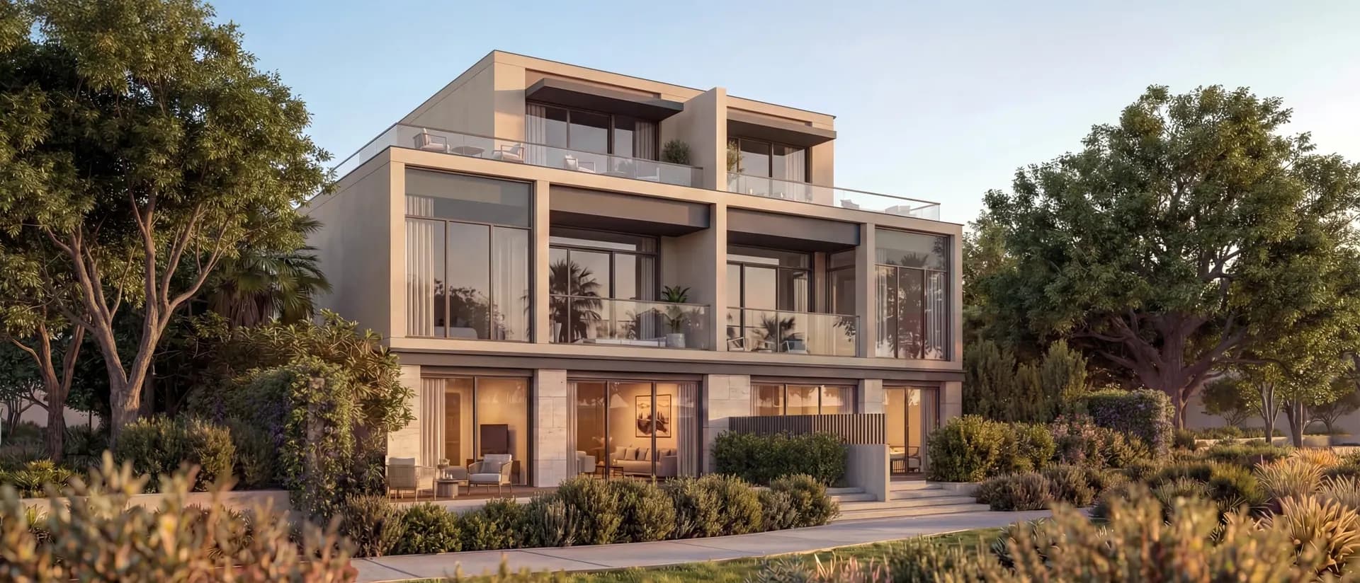 Official Sobha Realty marketing image of a garden villa at The Terraces in Sobha City Abu Dhabi.